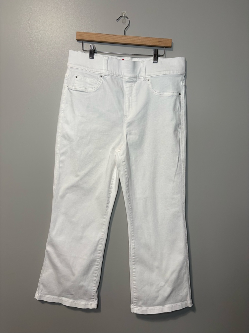 Spanx Pull-On Cropped High Rise White Twill Jeans